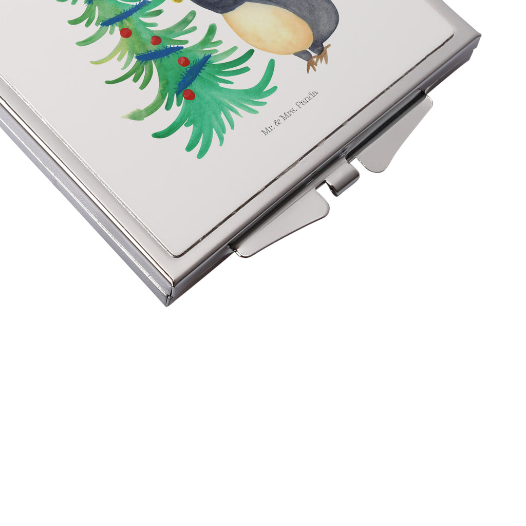 Kwadratowe lusterko do torebki Pingwin choinka Zima, Boże Narodzenie, dekoracje świąteczne, Mikołaj, Adwent, Wigilia, zimowy motyw