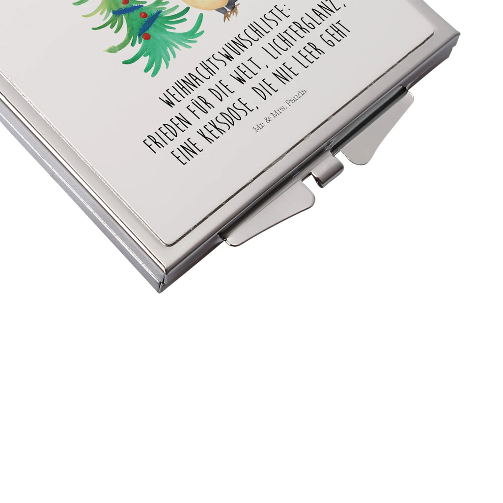 Kwadratowe lusterko do torebki Pingwin choinka Zima, Boże Narodzenie, dekoracje świąteczne, Mikołaj, Adwent, Wigilia, zimowy motyw