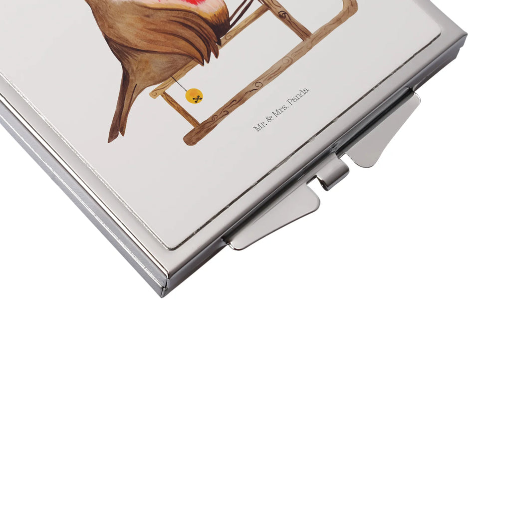 Kwadratowe lusterko do torebki rudzik sanki Zima, Boże Narodzenie, dekoracje świąteczne, Mikołaj, Adwent, Wigilia, zimowy motyw