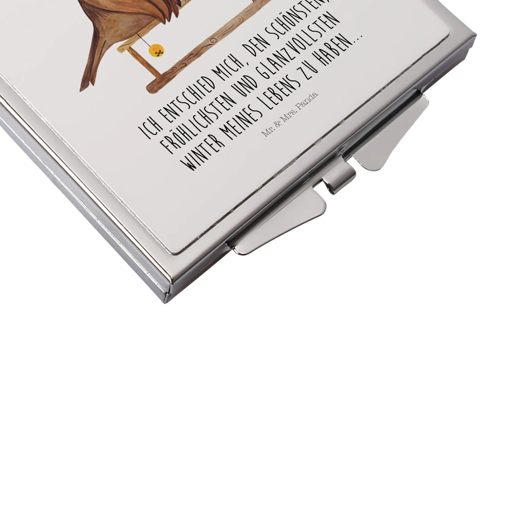 Kwadratowe lusterko do torebki rudzik sanki Zima, Boże Narodzenie, dekoracje świąteczne, Mikołaj, Adwent, Wigilia, zimowy motyw