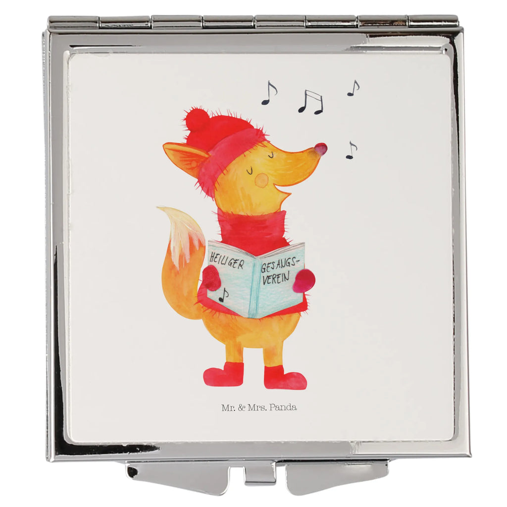 Handbag mirror Fox Singer silver, make-up mirror, handbag, make up, square, mirror, Winter, Christmas, Christmas time, snow