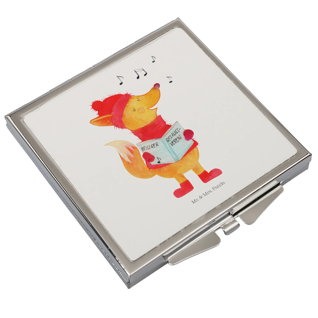 Handbag mirror Fox Singer silver, make-up mirror, handbag, make up, square, mirror, Winter, Christmas, Christmas time, snow