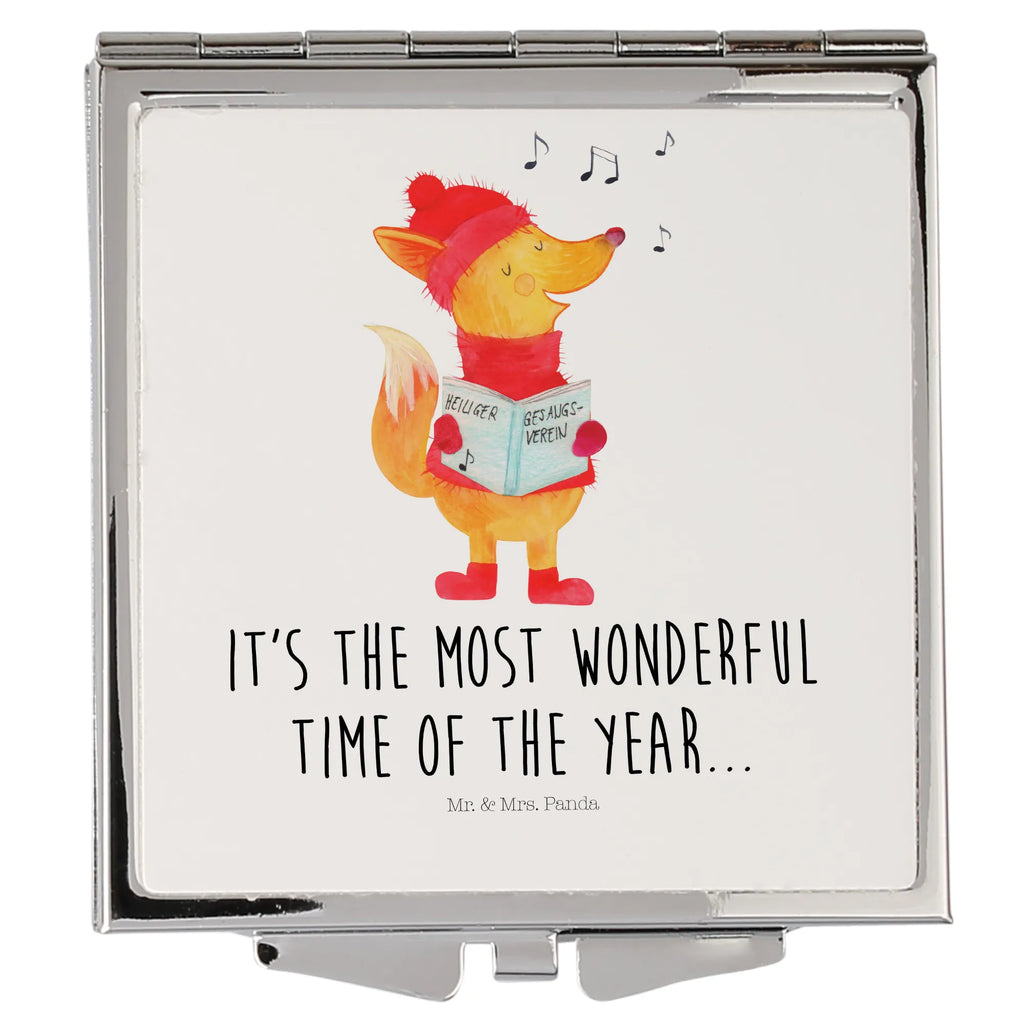 Handbag mirror Fox Singer silver, make-up mirror, handbag, make up, square, mirror, Winter, Christmas, Christmas time, snow