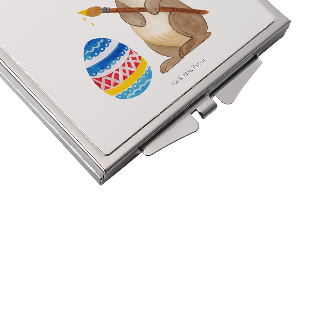 Handbag mirror Hare painting eggs square, make up, silver, make-up mirror, handbag, mirror, Easter, Easter bunny, Easter greetings, rabbit, Happy Easter, Easter egg, painted Easter eggs, egg painting, Easter flower