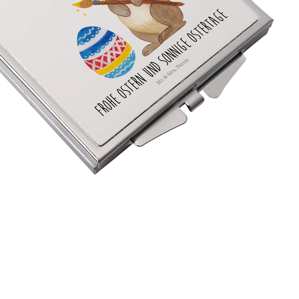 Handbag mirror Hare painting eggs square, make up, silver, make-up mirror, handbag, mirror, Easter, Easter bunny, Easter greetings, rabbit, Happy Easter, Easter egg, painted Easter eggs, egg painting, Easter flower