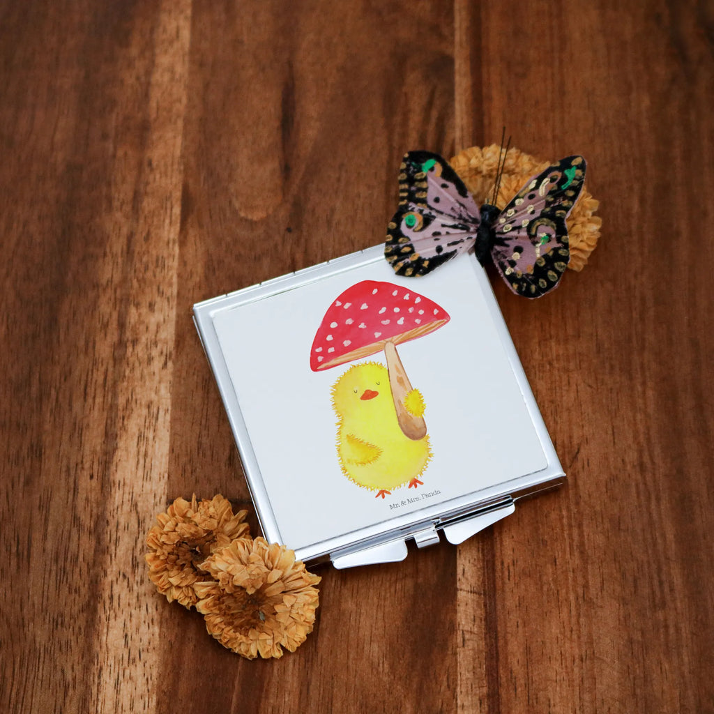 Kwadratowe lusterko do torebki pisklę muchomor czerwony Wielkanoc, zajączek wielkanocny, prezenty wielkanocne, gniazdo wielkanocne, dekoracje wielkanocne, prezenty na Wielkanoc, prezent wielkanocny, prezenty wielkanocne dla dzieci, Wielkanoc dla dzieci