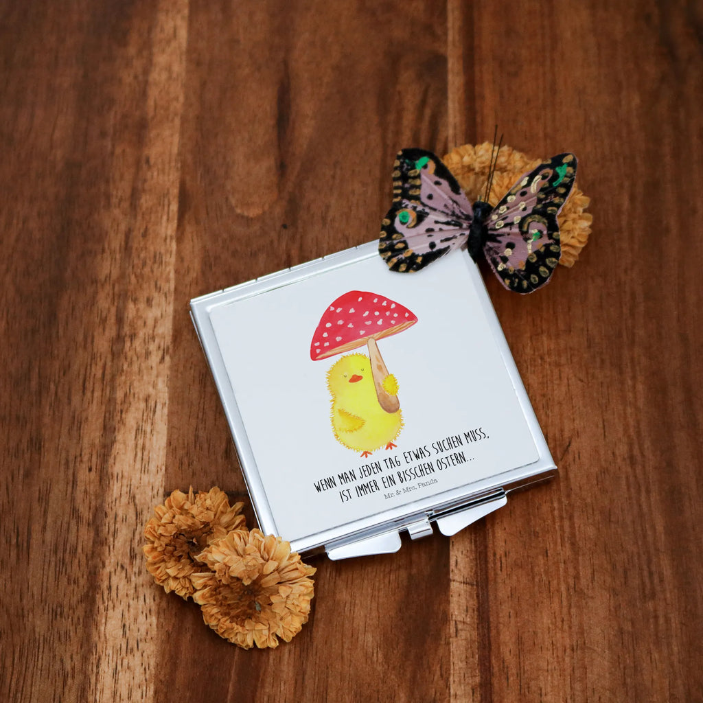 Kwadratowe lusterko do torebki pisklę muchomor czerwony Wielkanoc, zajączek wielkanocny, prezenty wielkanocne, gniazdo wielkanocne, dekoracje wielkanocne, prezenty na Wielkanoc, prezent wielkanocny, prezenty wielkanocne dla dzieci, Wielkanoc dla dzieci