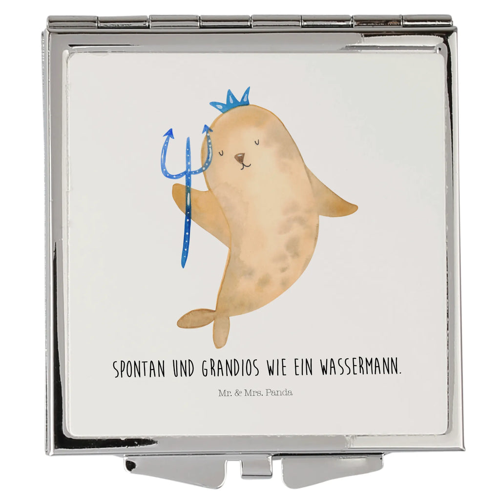 Handbag mirror Star sign Aquarius mirror, handbag, square, make up, make-up mirror, silver, constellations, birthdays, astrology, zodiac, date of birth, month of birth, aquarius zodiac sign, nix, merman, aquarius gift, birthday february, gift january, birthday january, sea gift, gift february