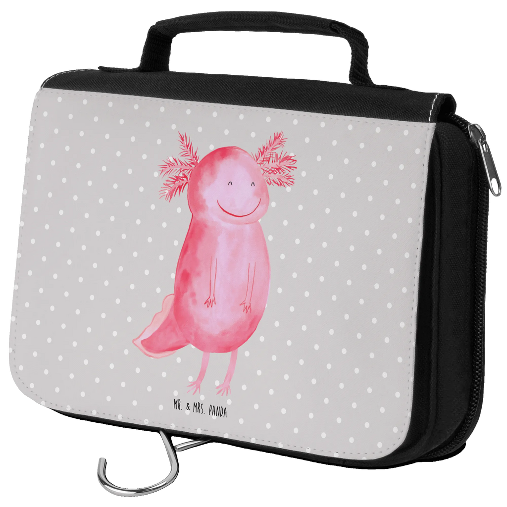 Kosmetyczka Aksolotl Szczęśliwy Schminktasche, hygienebeutel, Kulturbeutel, Kosmetiktasche, Schminkbeutel, Kulturtasche, Toilettentasche, Waschbeutel, Reisebeutel, hygienetasche, Kulturbeutel Waschbar, Necessaire, beautycase, Waschtasche, badtasche, Axolotl, Molch, Axolot, Lurch, Gute Laune, Motivation, Schwanzlurch, Lurche