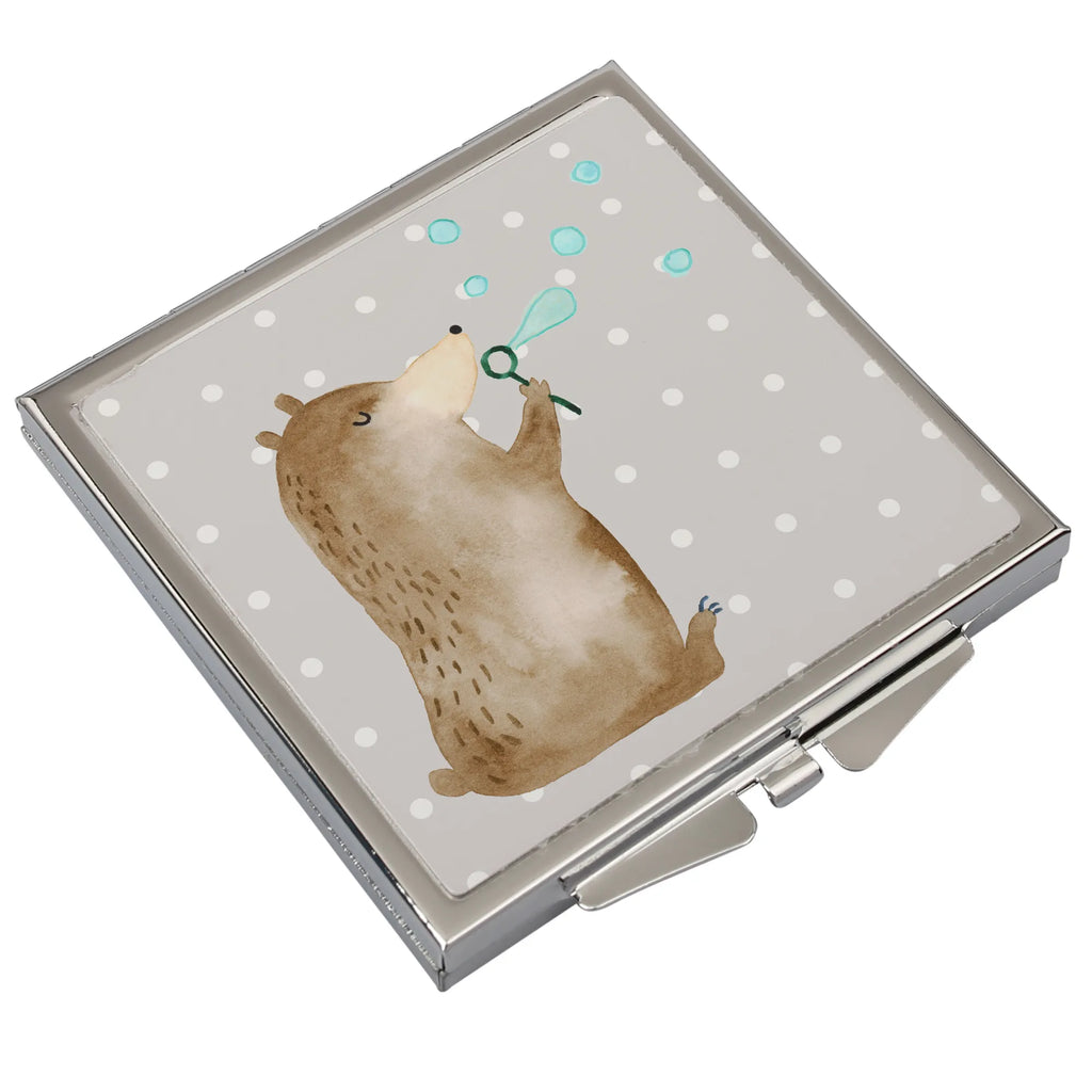 Kwadratowe lusterko do torebki niedźwiedź bańki mydlane Niedźwiedź, Miś, Pluszowy miś