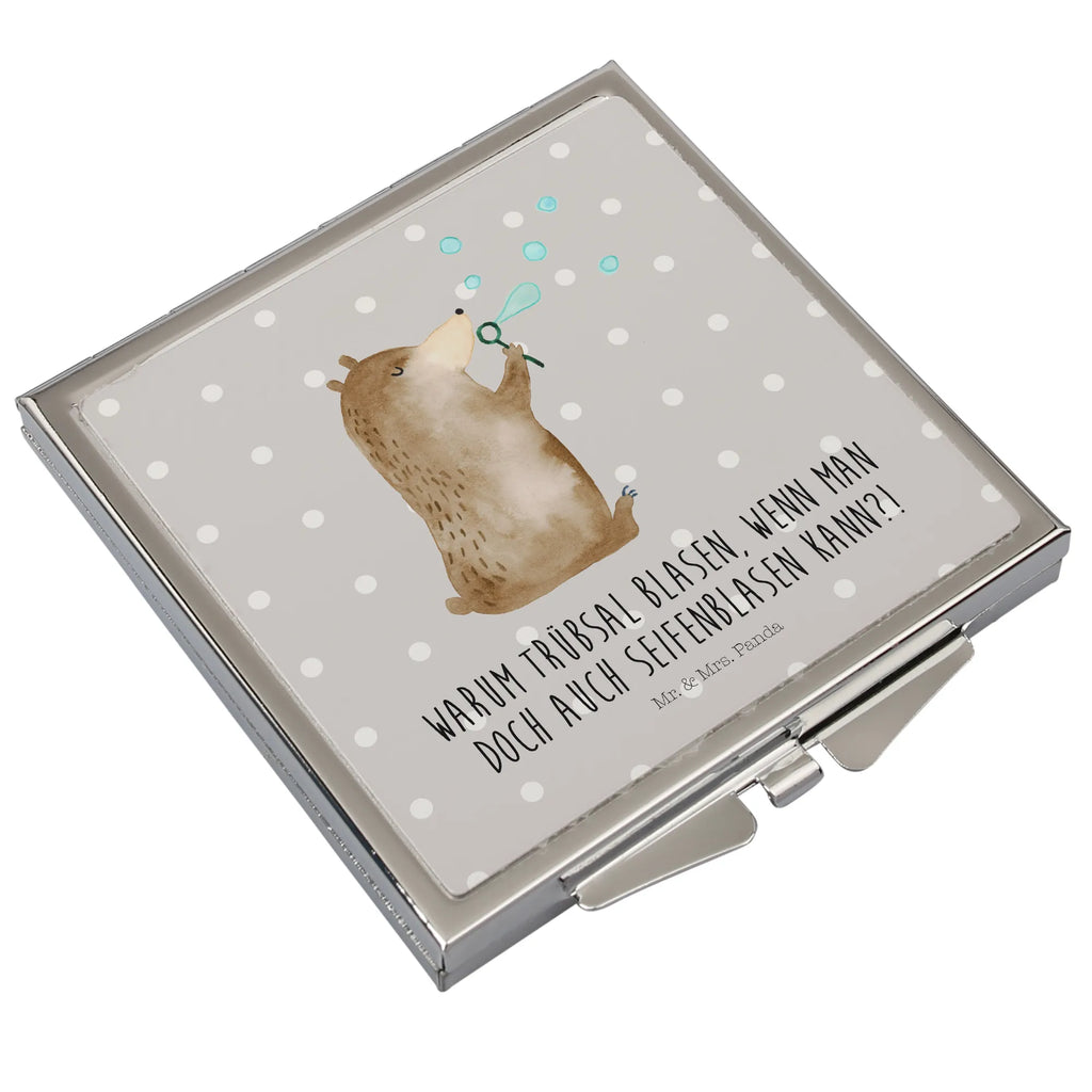 Kwadratowe lusterko do torebki niedźwiedź bańki mydlane Niedźwiedź, Miś, Pluszowy miś