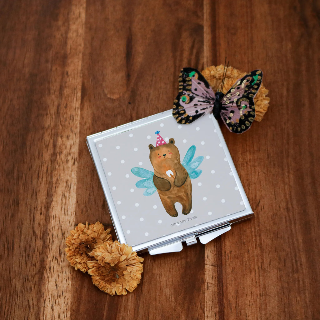 Handbag mirror bear tooth fairy handbag, mirror, make up, silver, make-up mirror, square, bear, teddy, teddy bear, cuddly toy, Tooth fairy, milk tooth, first tooth, fairy