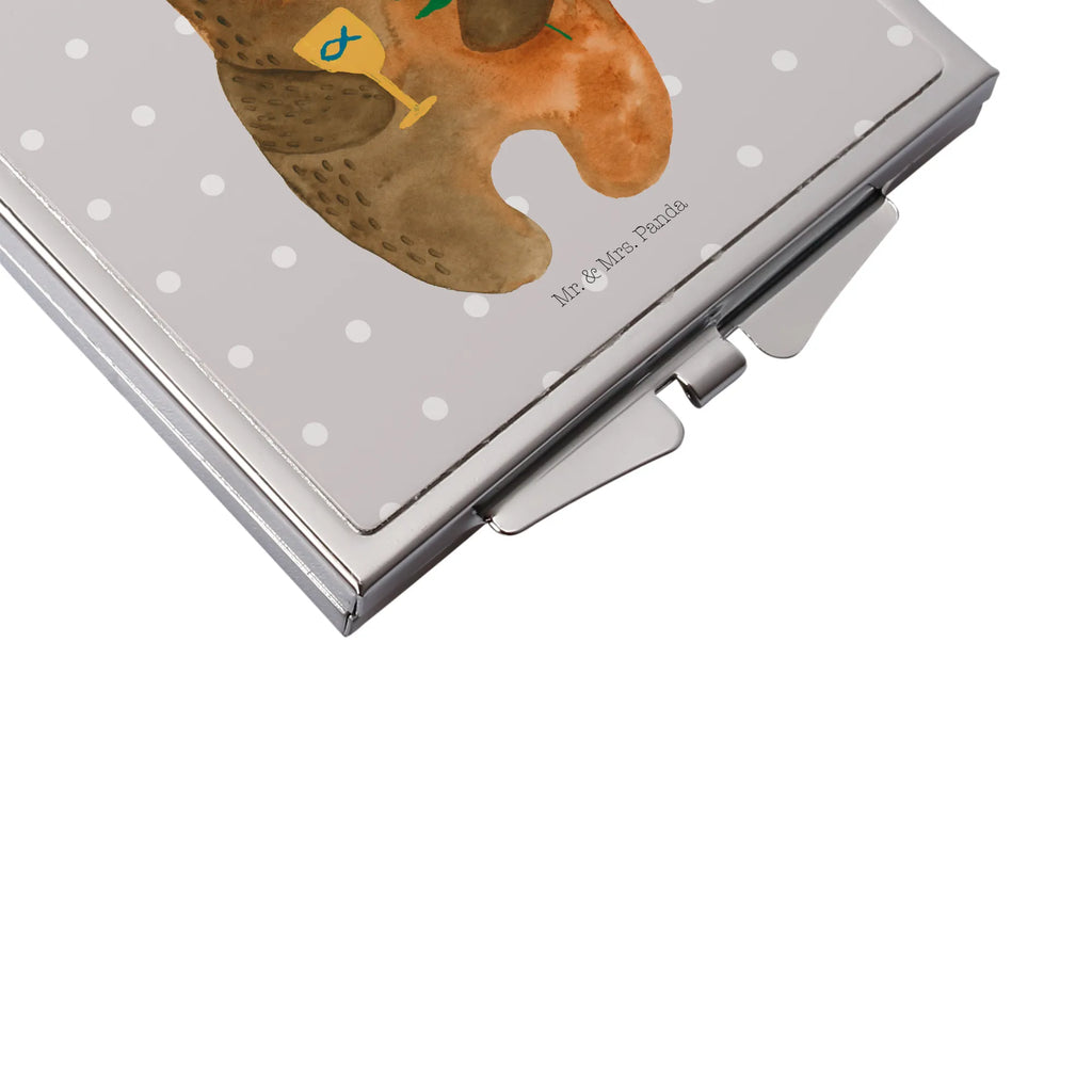Handbag mirror bear confirmation make up, make-up mirror, handbag, square, silver, mirror, bear, teddy, teddy bear, cuddly toy, service, church, evangelic, confirmation