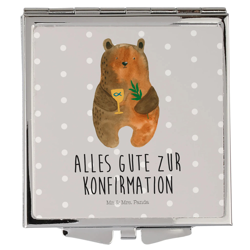 Handbag mirror bear confirmation make up, make-up mirror, handbag, square, silver, mirror, bear, teddy, teddy bear, cuddly toy, service, church, evangelic, confirmation