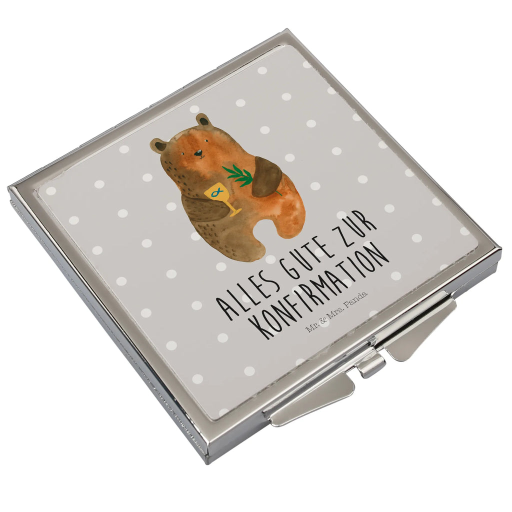 Handbag mirror bear confirmation make up, make-up mirror, handbag, square, silver, mirror, bear, teddy, teddy bear, cuddly toy, service, church, evangelic, confirmation