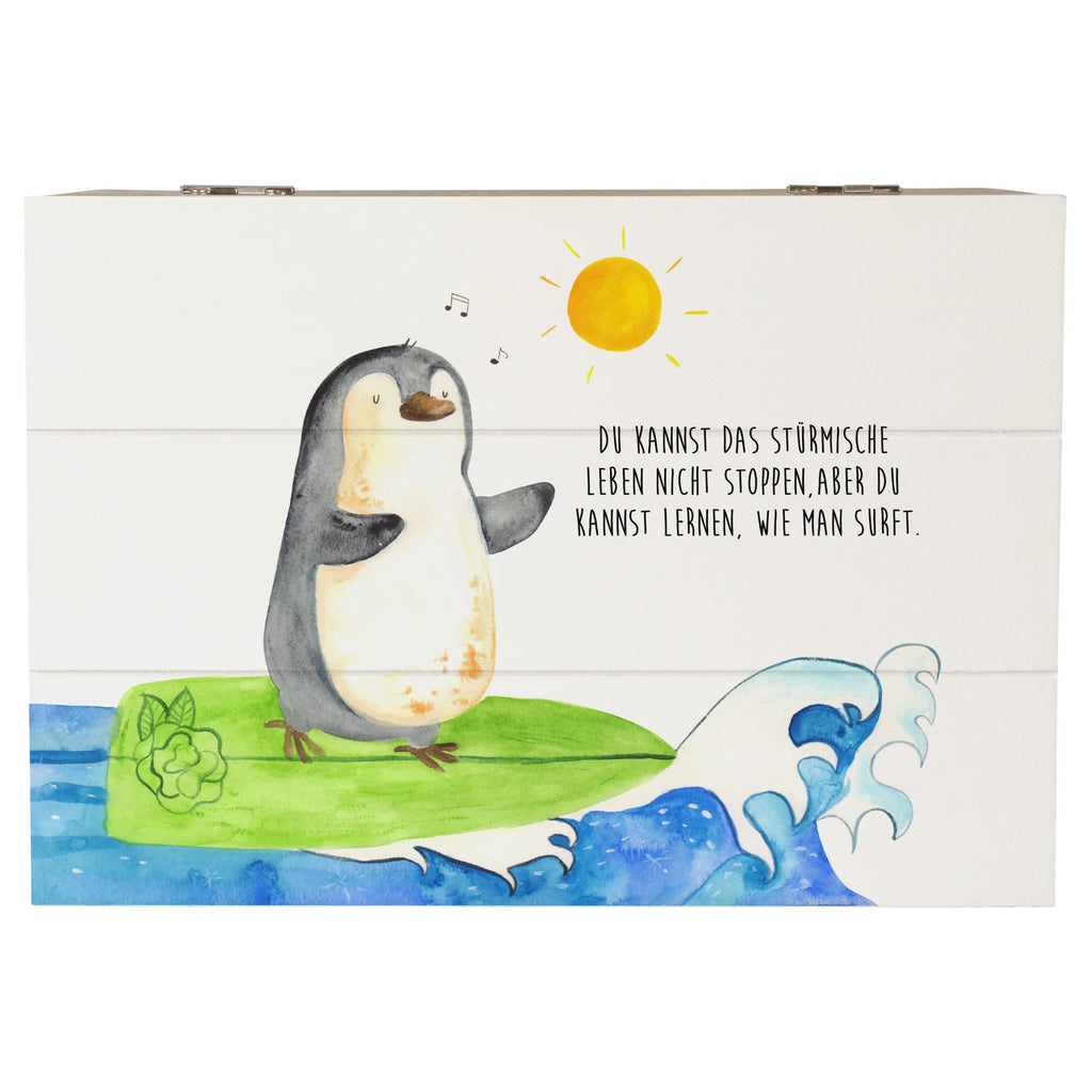 Holzkiste Pinguin Surfer Erinnerungskiste, Schatulle, Kiste, Dekokiste, Geschenkdose, Holzkiste, XXL, Geschenkbox, Schatzkiste, Truhe, Erinnerungsbox, Aufbewahrungsbox, Pinguin, Wellen reiten, Wellen, Pinguine, Hawaii, surfen, Surfer, Urlaub, Portugal