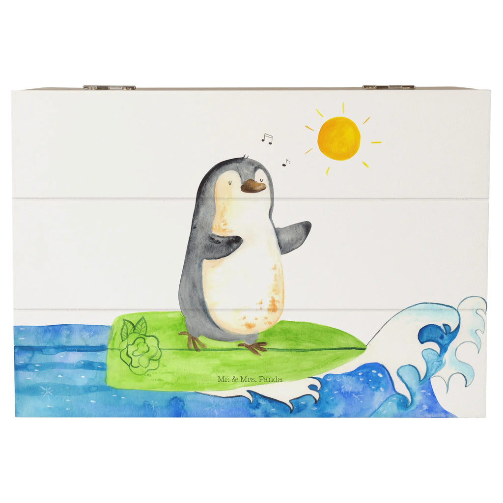 Holzkiste Pinguin Surfer Erinnerungskiste, Schatulle, Kiste, Dekokiste, Geschenkdose, Holzkiste, XXL, Geschenkbox, Schatzkiste, Truhe, Erinnerungsbox, Aufbewahrungsbox, Pinguin, Wellen reiten, Wellen, Pinguine, Hawaii, surfen, Surfer, Urlaub, Portugal