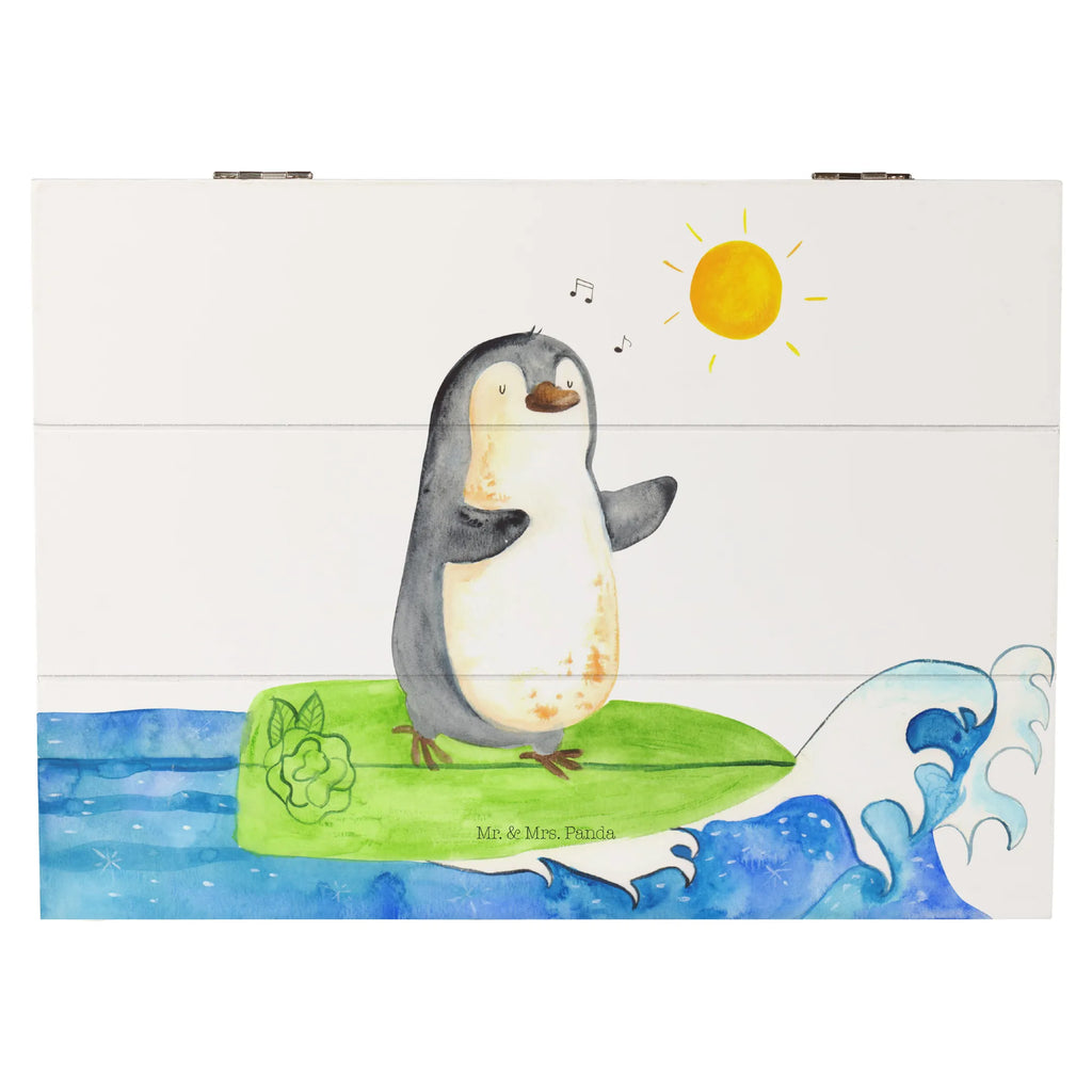 Holzkiste Pinguin Surfer Erinnerungskiste, Schatulle, Kiste, Dekokiste, Geschenkdose, Holzkiste, XXL, Geschenkbox, Schatzkiste, Truhe, Erinnerungsbox, Aufbewahrungsbox, Pinguin, Wellen reiten, Wellen, Pinguine, Hawaii, surfen, Surfer, Urlaub, Portugal