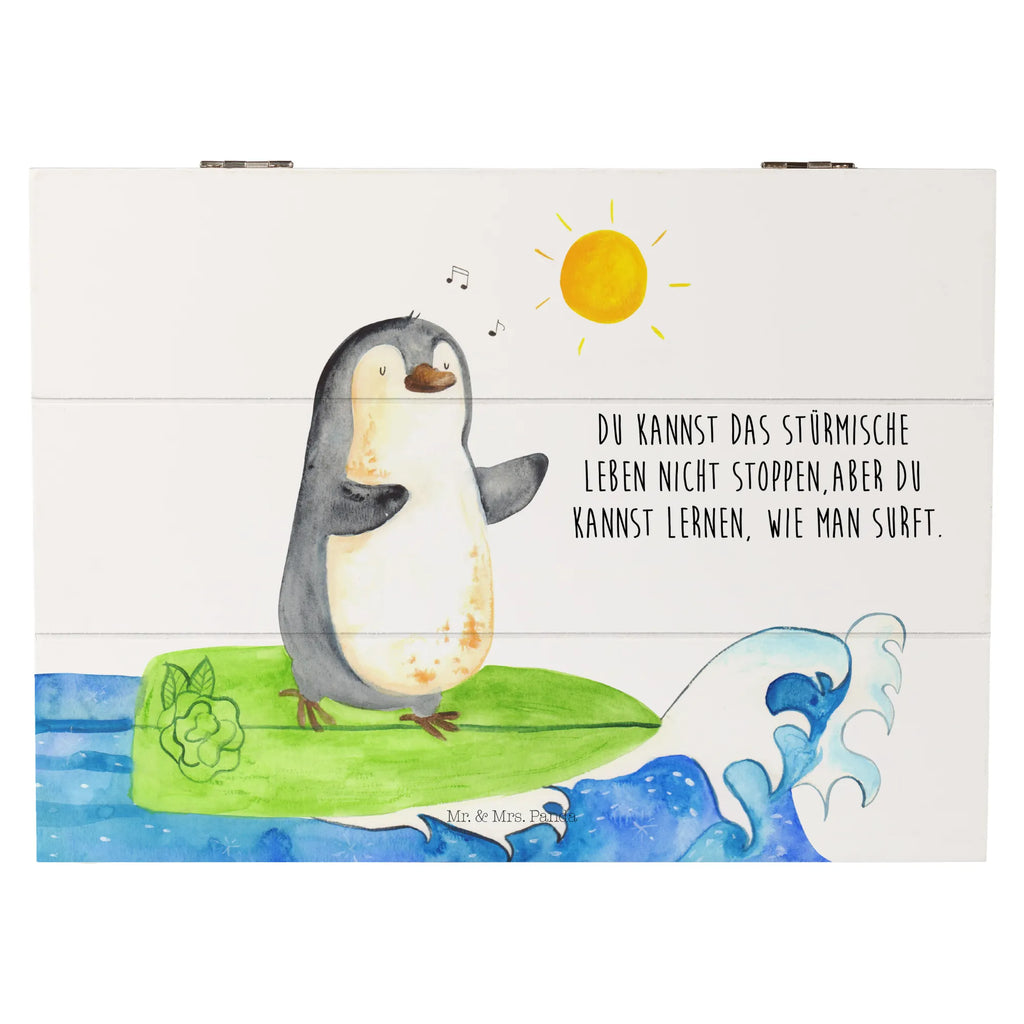 Holzkiste Pinguin Surfer Erinnerungskiste, Schatulle, Kiste, Dekokiste, Geschenkdose, Holzkiste, XXL, Geschenkbox, Schatzkiste, Truhe, Erinnerungsbox, Aufbewahrungsbox, Pinguin, Wellen reiten, Wellen, Pinguine, Hawaii, surfen, Surfer, Urlaub, Portugal