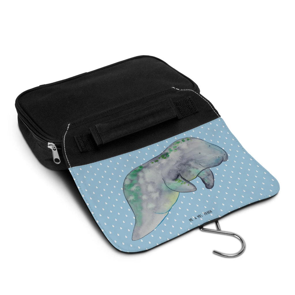 Wash bag manatee Relax Cosmetic bag, Gentlemen, Ladies, Wash bag, To hang up, Toilet bag, Seafood, aquatic animals, ocean, sea, fish, shells, corals, reef, whale, narwhal, sea urchin, lobster, platypus, turtle, manatee, crocodile, orca, shrimp, gifts for seafood lovers, water world, underwater animals, underwater world, vacation, deep sea, seafood fans, gift ideas, seafood decoration, seafood posters, diet mania, sweets, sugar, manatees, food, losing weight, diet