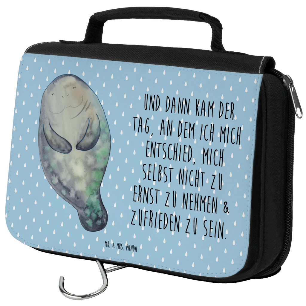 Wash bag manatee happy Wash bag, To hang up, Toilet bag, Cosmetic bag, Ladies, Gentlemen, Seafood, aquatic animals, ocean, sea, fish, shells, corals, reef, whale, narwhal, sea urchin, lobster, platypus, turtle, manatee, crocodile, orca, shrimp, gifts for seafood lovers, water world, underwater animals, underwater world, vacation, deep sea, seafood fans, gift ideas, seafood decoration, seafood posters, Satisfaction, New beginning, Manatee, New start, Self-love, Respect, Manatees, Carefulness, Girlfriend, Lovesickness