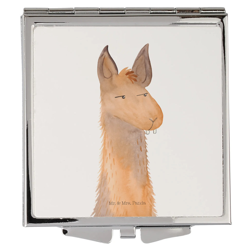 Kwadratowe lusterko do torebki głowa lamy zirytowany Lama, Alpaka