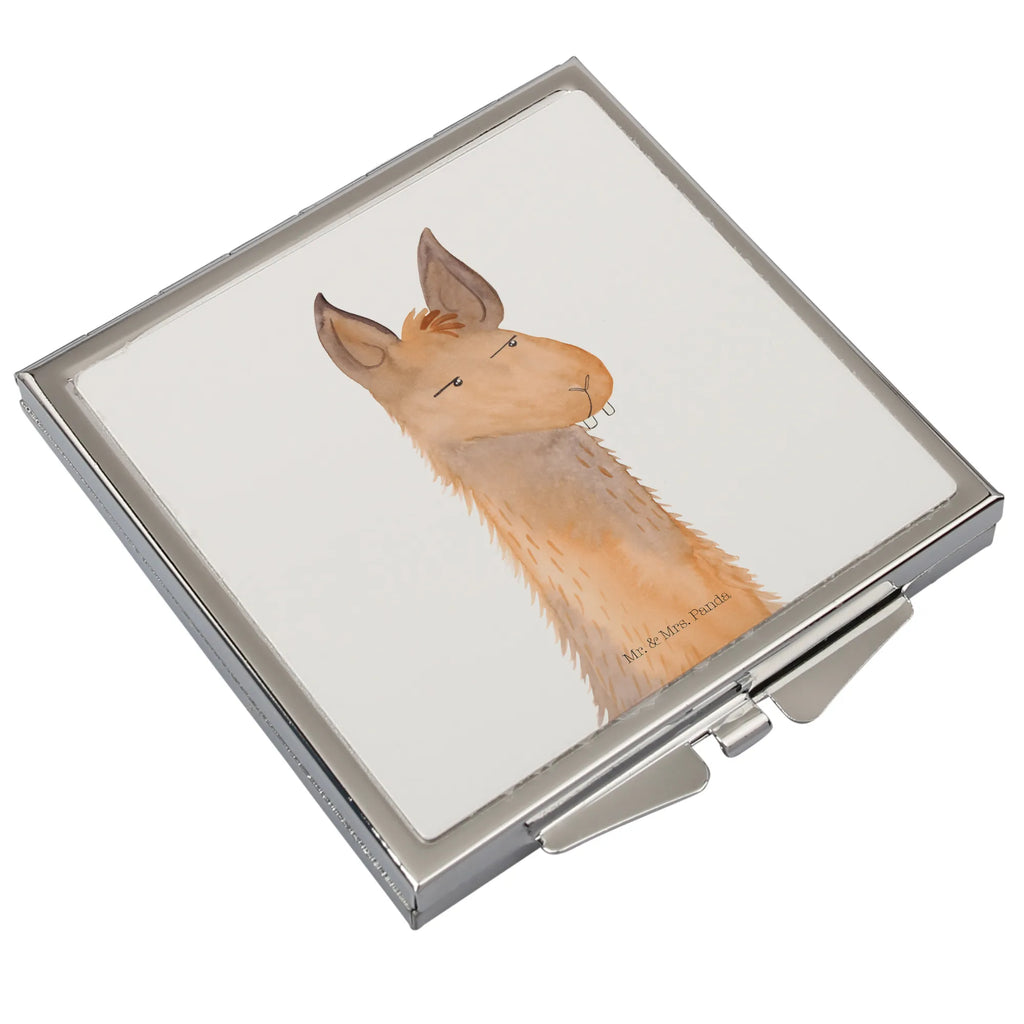 Kwadratowe lusterko do torebki głowa lamy zirytowany Lama, Alpaka