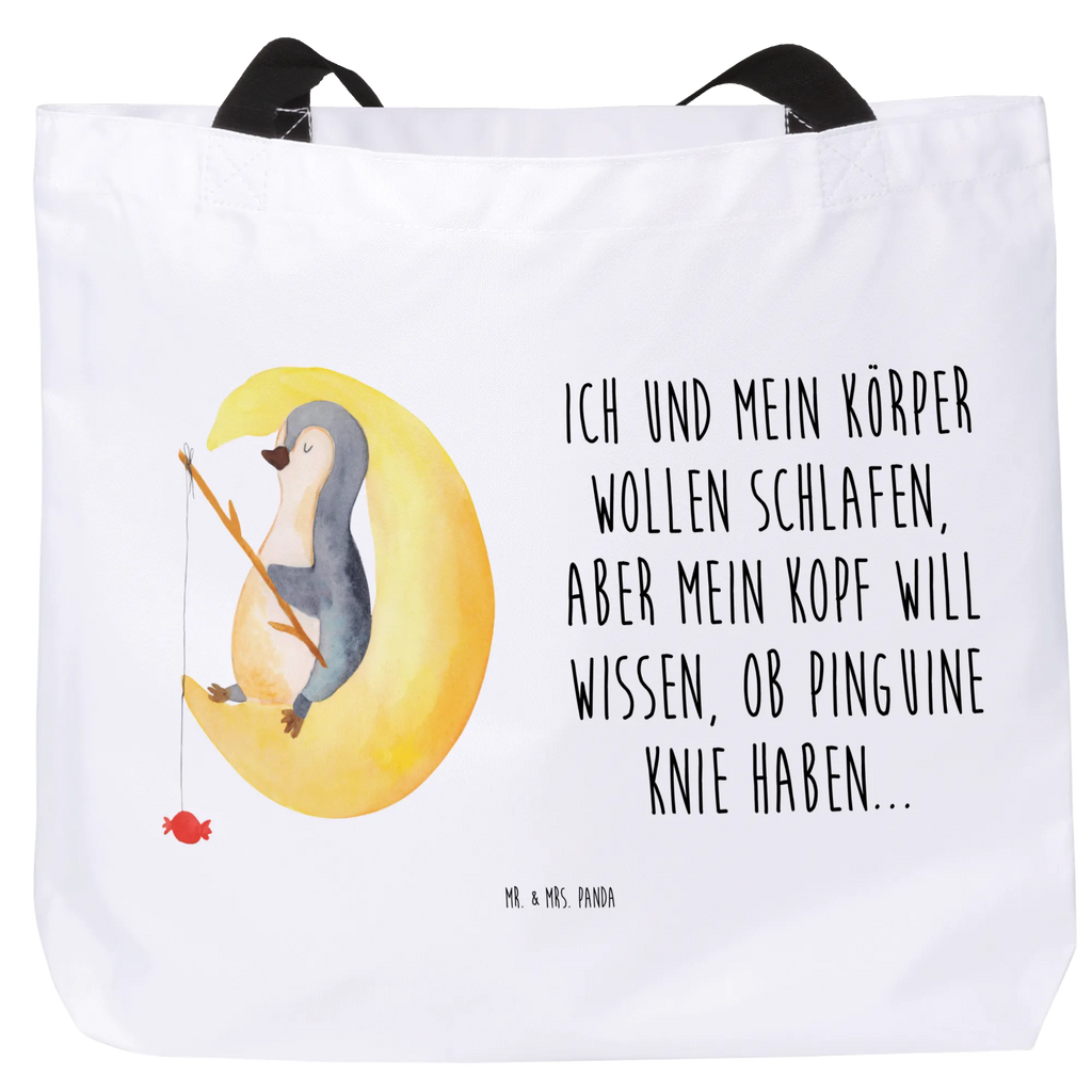 Shopper pingwin księżyc Tüte, Strandtasche, XL, Schultasche, Tragebeutel, Freizeittasche, Shopper, Einkaufstasche, Stofftasche, Alltagstasche, Schulbeutel, Beutel, Ausflug, Schultertasche, XXL Tasche, Einkaufsbeutel, Pinguin, schlafen, Schlafzimmer, Gästezimmer, Nachtruhe, Spruch, Pinguine, Schlafstörungen, Einschlafen
