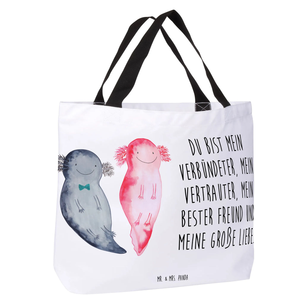Shopper Axolotl Freundin Stofftasche, Einkaufsbeutel, Freizeittasche, Schulbeutel, Strandtasche, Shopper, XXL Tasche, Tragebeutel, Schultasche, Beutel, XL, Alltagstasche, Einkaufstasche, Schultertasche, Ausflug, Tüte, Molch, Axolotl, Verlobter, Axolot, Lurche, Valentinstag, Lurch, Schwanzlurch, Jahrestag, Liebesbeweis, Ehemann, Große Liebe, Liebe, Freund