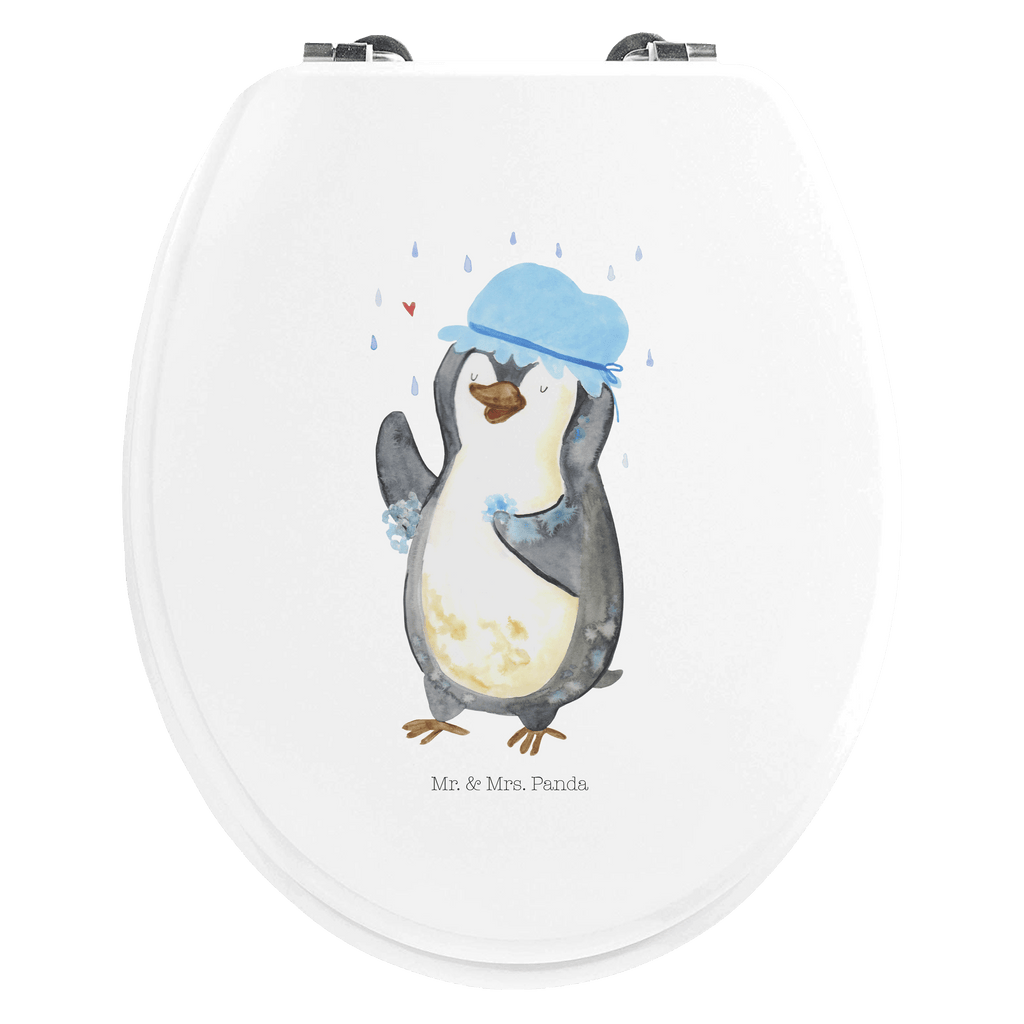 Motiv WC Sitz Pinguin duscht Klobrille, Klodeckel, Toilettendeckel, WC-Sitz, Toilette, Pinguin, Pinguine, Dusche, duschen, Lebensmotto, Motivation, Neustart, Neuanfang, glücklich sein