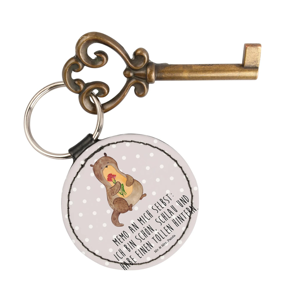 Round key ring otter Bunch of flowers lucky charm, pendant, bag pendant, keychain, key ring, otter, marten, sea otter, European otter, water mammal, aquatic animal, baby otter, predator, water, otter gifts, animal lover, gift ideas for animal lovers, animal, mammal, water animal, gifts for people in love, Otter Sea Otter Lake Otter