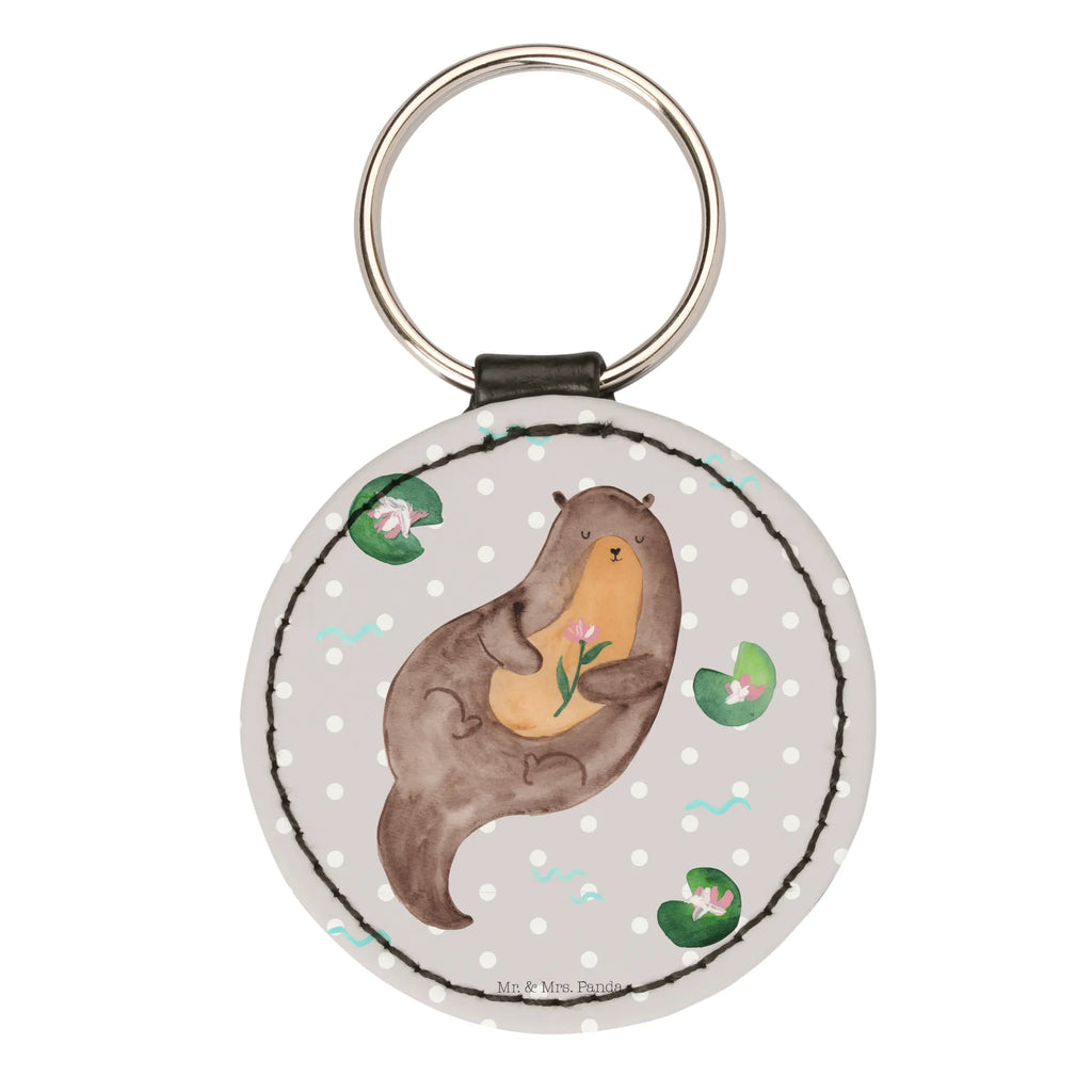 Rund Schlüsselanhänger Otter Seerose Taschenanhänger, schlüsselbund anhänger, Schlüsselaccessoire, Schlüsselanhänger, mini schlüsselanhänger, Otter, Fischotter, Seeotter, Otter Seeotter See Otter