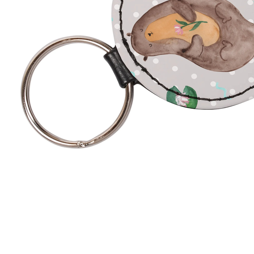 Rund Schlüsselanhänger Otter Seerose Taschenanhänger, schlüsselbund anhänger, Schlüsselaccessoire, Schlüsselanhänger, mini schlüsselanhänger, Otter, Fischotter, Seeotter, Otter Seeotter See Otter