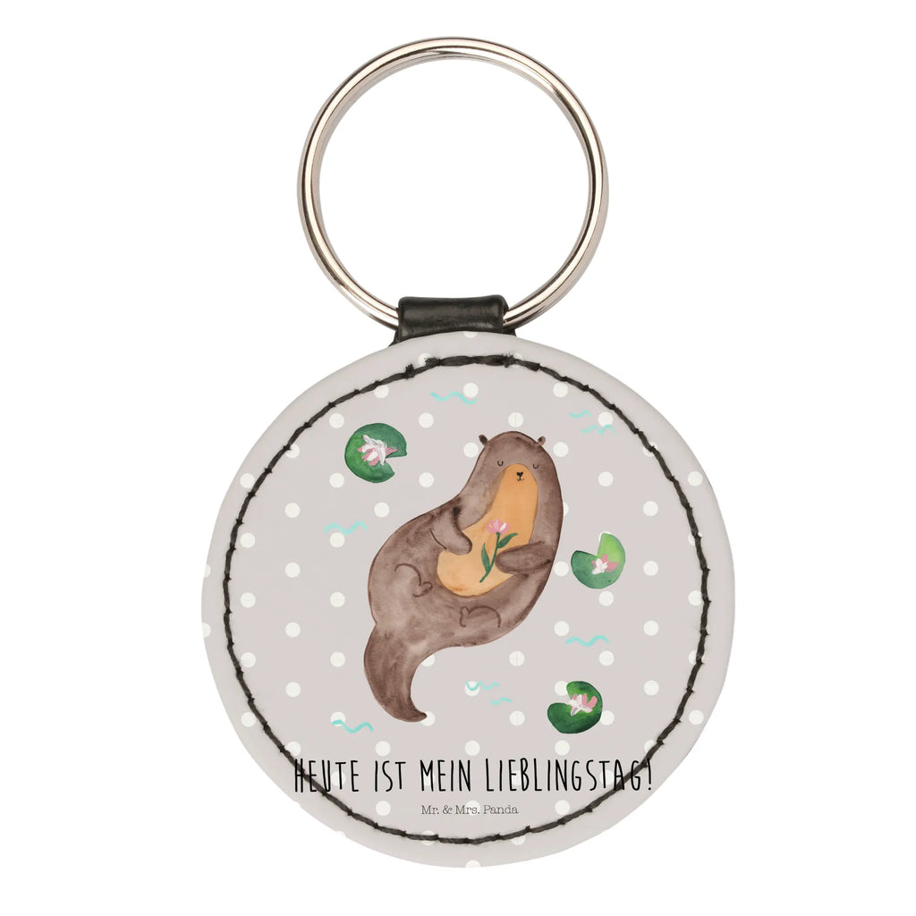 Rund Schlüsselanhänger Otter Seerose Taschenanhänger, schlüsselbund anhänger, Schlüsselaccessoire, Schlüsselanhänger, mini schlüsselanhänger, Otter, Fischotter, Seeotter, Otter Seeotter See Otter