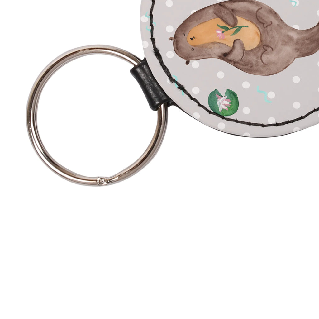 Rund Schlüsselanhänger Otter Seerose Taschenanhänger, schlüsselbund anhänger, Schlüsselaccessoire, Schlüsselanhänger, mini schlüsselanhänger, Otter, Fischotter, Seeotter, Otter Seeotter See Otter