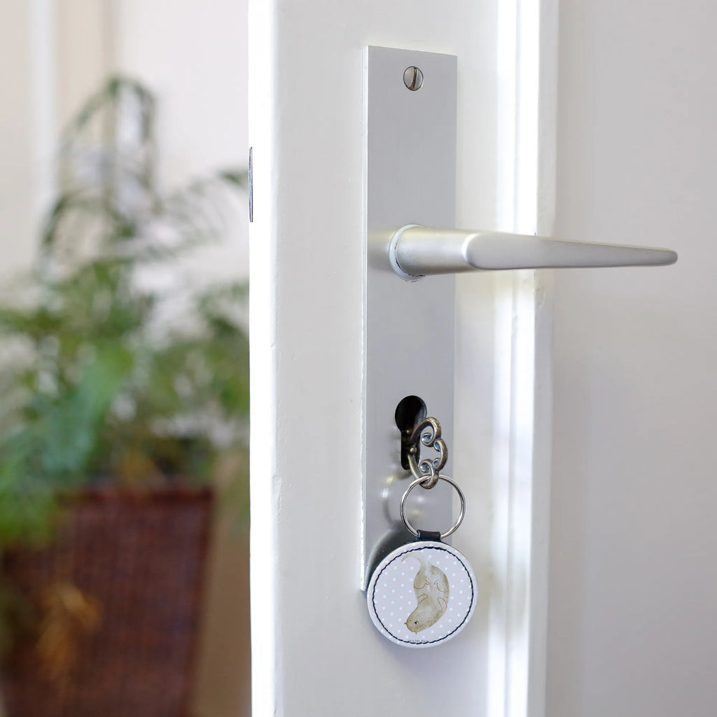 Rund Schlüsselanhänger Otter Kopfüber mini schlüsselanhänger, Schlüsselaccessoire, Schlüsselanhänger, schlüsselbund anhänger, Taschenanhänger, Otter, Fischotter, Seeotter, Otter Seeotter See Otter