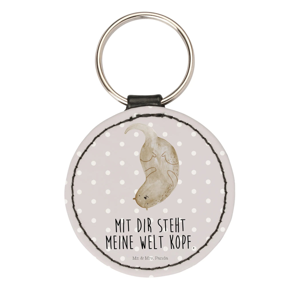 Rund Schlüsselanhänger Otter Kopfüber mini schlüsselanhänger, Schlüsselaccessoire, Schlüsselanhänger, schlüsselbund anhänger, Taschenanhänger, Otter, Fischotter, Seeotter, Otter Seeotter See Otter