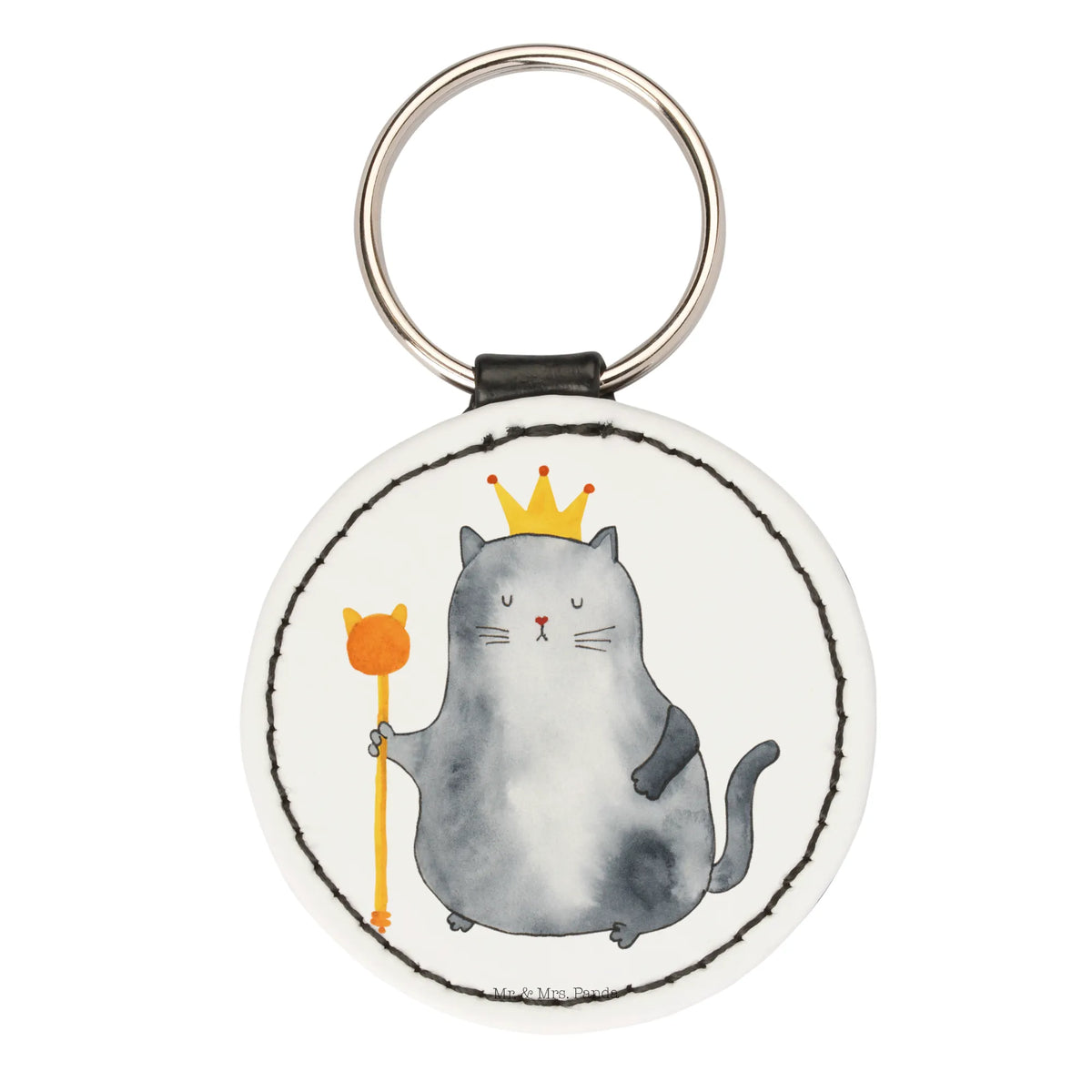 Round key ring Cat king pendant, key ring, keychain, bag pendant, lucky charm, cat, tomcat, kitty, meow, kitten, housecat, mama cat, love cats, cat image, cat fan, cat lover, cat fancier, cat decoration, gift for cat lover, cat owner, funny cats, cat sayings, cat motto, funny cat gifts, fan merchandise, cat stuff, animal lover, king, tenement, family, moving in, move, pet, cats, apartment, pussy, first own apartment, queen