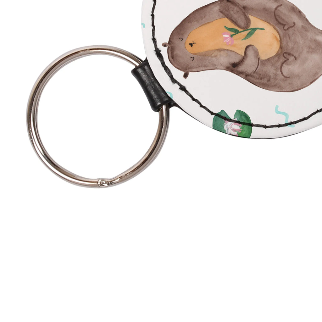 Rund Schlüsselanhänger Otter Seerose Taschenanhänger, schlüsselbund anhänger, Schlüsselaccessoire, Schlüsselanhänger, mini schlüsselanhänger, Otter, Fischotter, Seeotter, Otter Seeotter See Otter