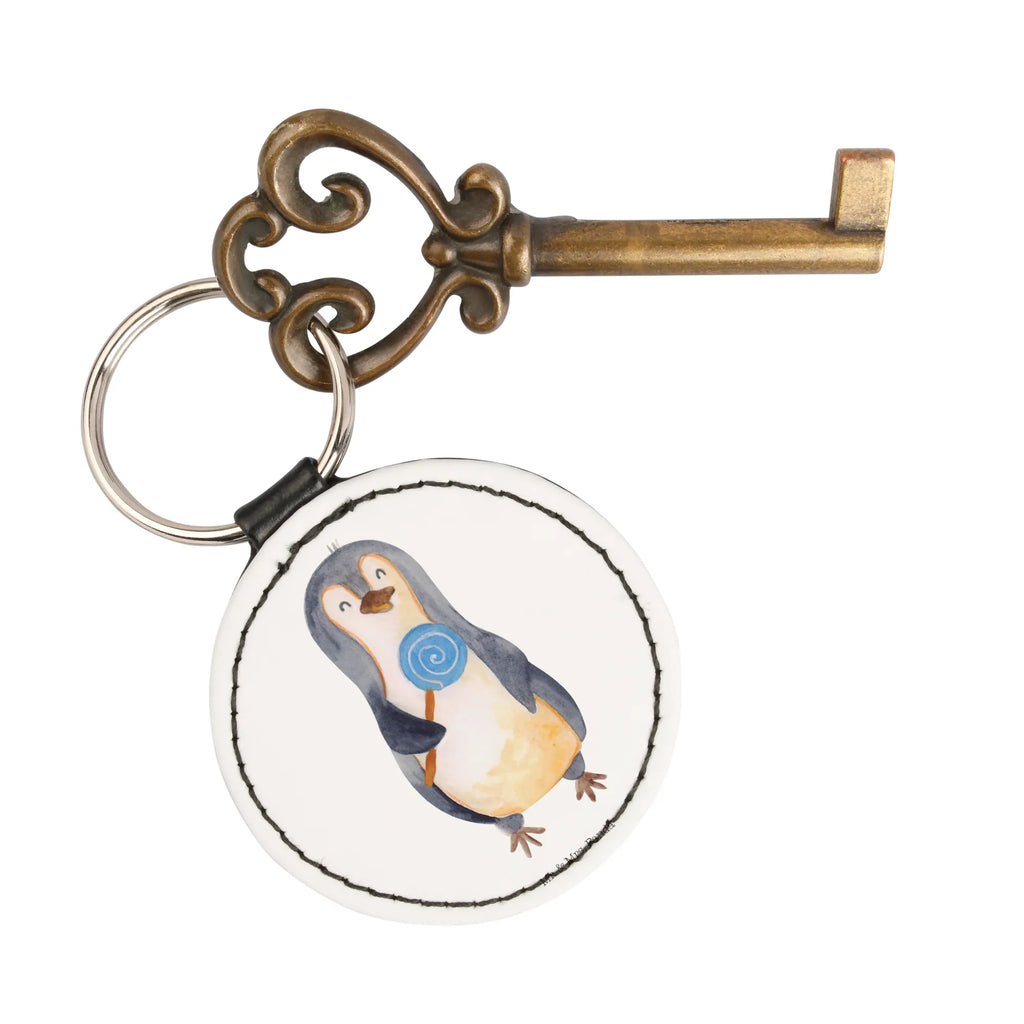 Round key ring Penguin lollipop lucky charm, pendant, bag pendant, keychain, key ring, Penguin, North Pole, Winter, Penguins, crook, hoodlum, lollipop, slogan, candy, rebel, bullshit, penguins