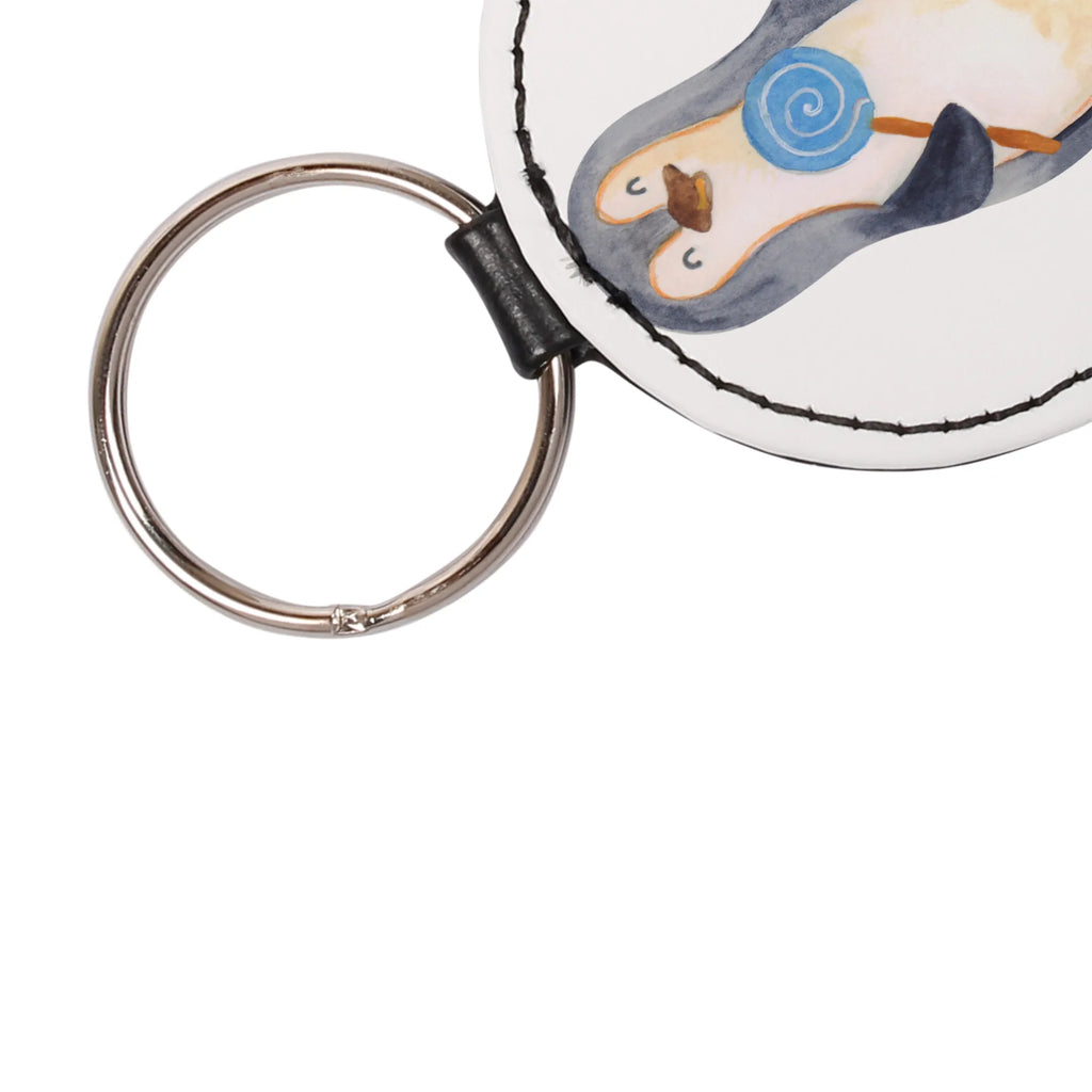 Round key ring Penguin lollipop lucky charm, pendant, bag pendant, keychain, key ring, Penguin, North Pole, Winter, Penguins, crook, hoodlum, lollipop, slogan, candy, rebel, bullshit, penguins