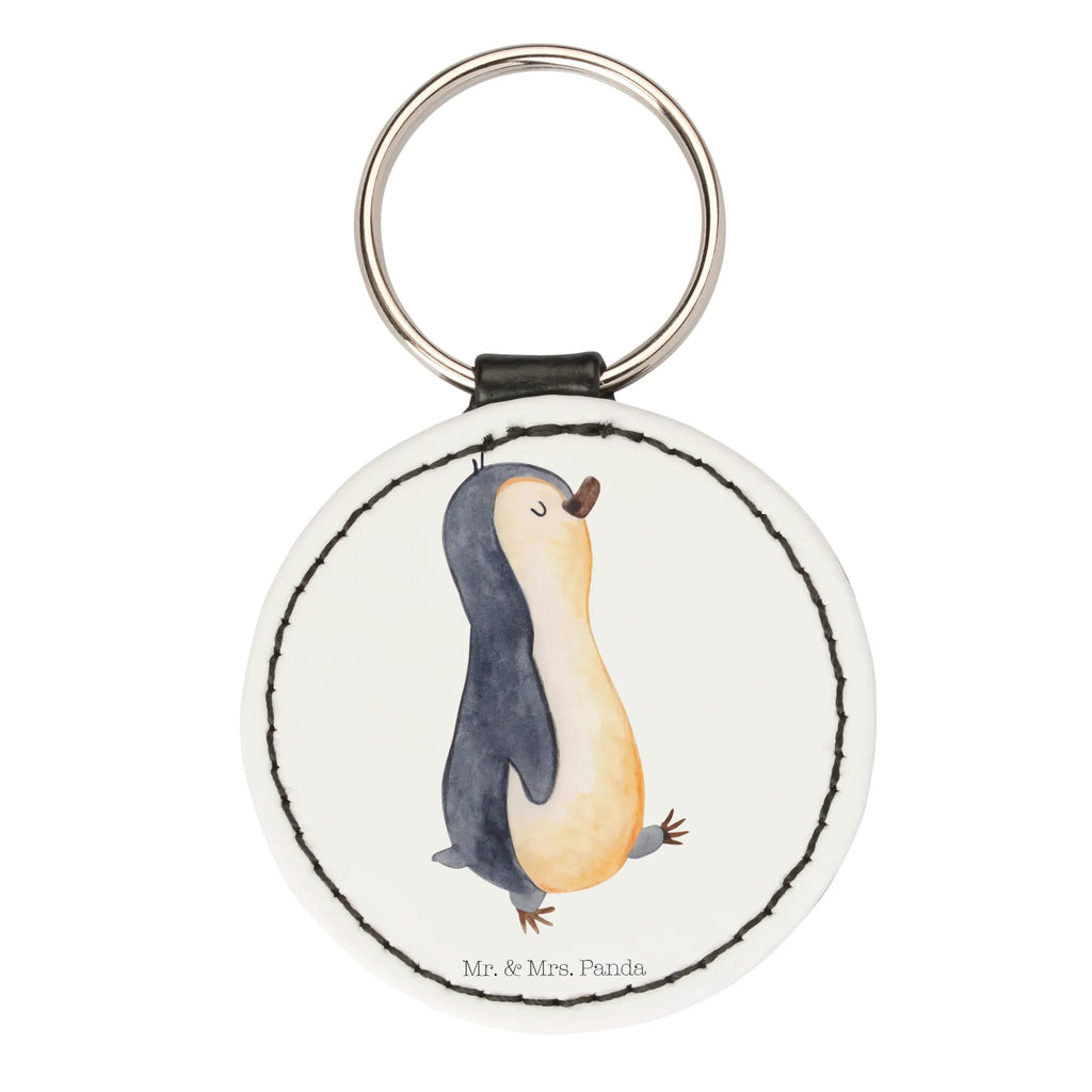 Okrągły brelok Pingwin maszerować Taschenanhänger, schlüsselbund anhänger, Schlüsselaccessoire, Schlüsselanhänger, mini schlüsselanhänger, Pinguin, Pinguine, Frühaufsteher, Familie, Schwester, Bruder, Langschläfer