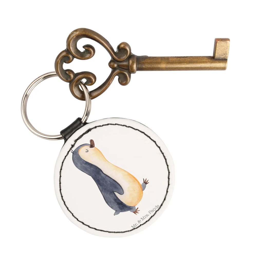 Okrągły brelok Pingwin maszerować Taschenanhänger, schlüsselbund anhänger, Schlüsselaccessoire, Schlüsselanhänger, mini schlüsselanhänger, Pinguin, Pinguine, Frühaufsteher, Familie, Schwester, Bruder, Langschläfer