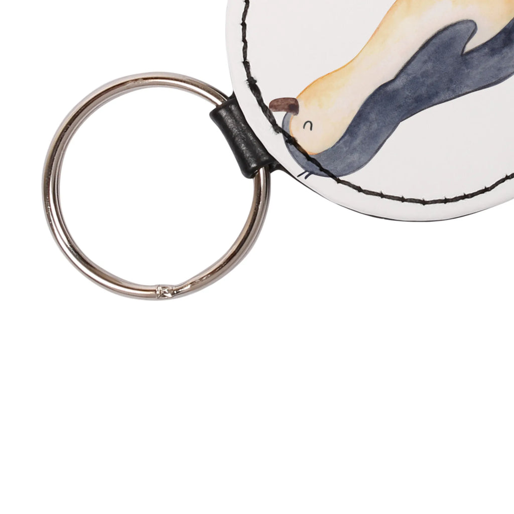 Okrągły brelok Pingwin maszerować Taschenanhänger, schlüsselbund anhänger, Schlüsselaccessoire, Schlüsselanhänger, mini schlüsselanhänger, Pinguin, Pinguine, Frühaufsteher, Familie, Schwester, Bruder, Langschläfer