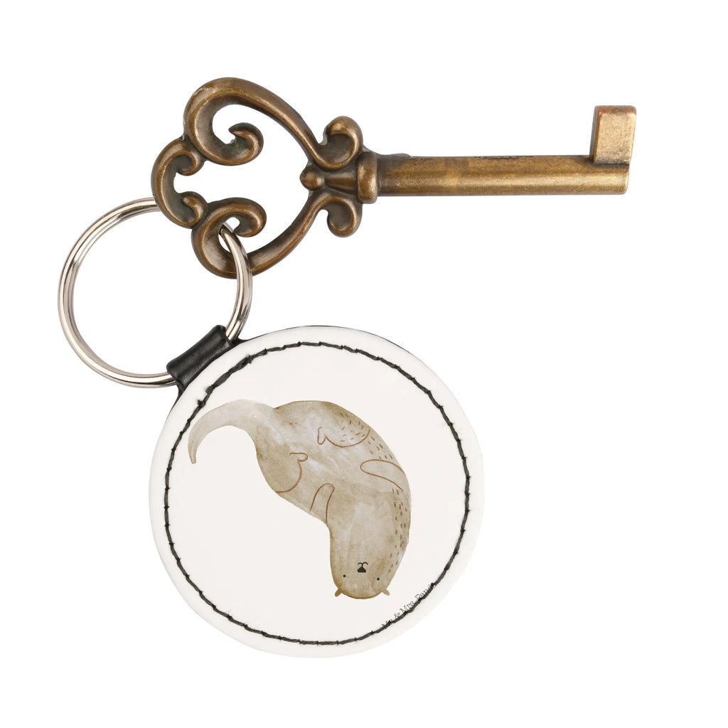 Rund Schlüsselanhänger Otter Kopfüber mini schlüsselanhänger, Schlüsselaccessoire, Schlüsselanhänger, schlüsselbund anhänger, Taschenanhänger, Otter, Fischotter, Seeotter, Otter Seeotter See Otter