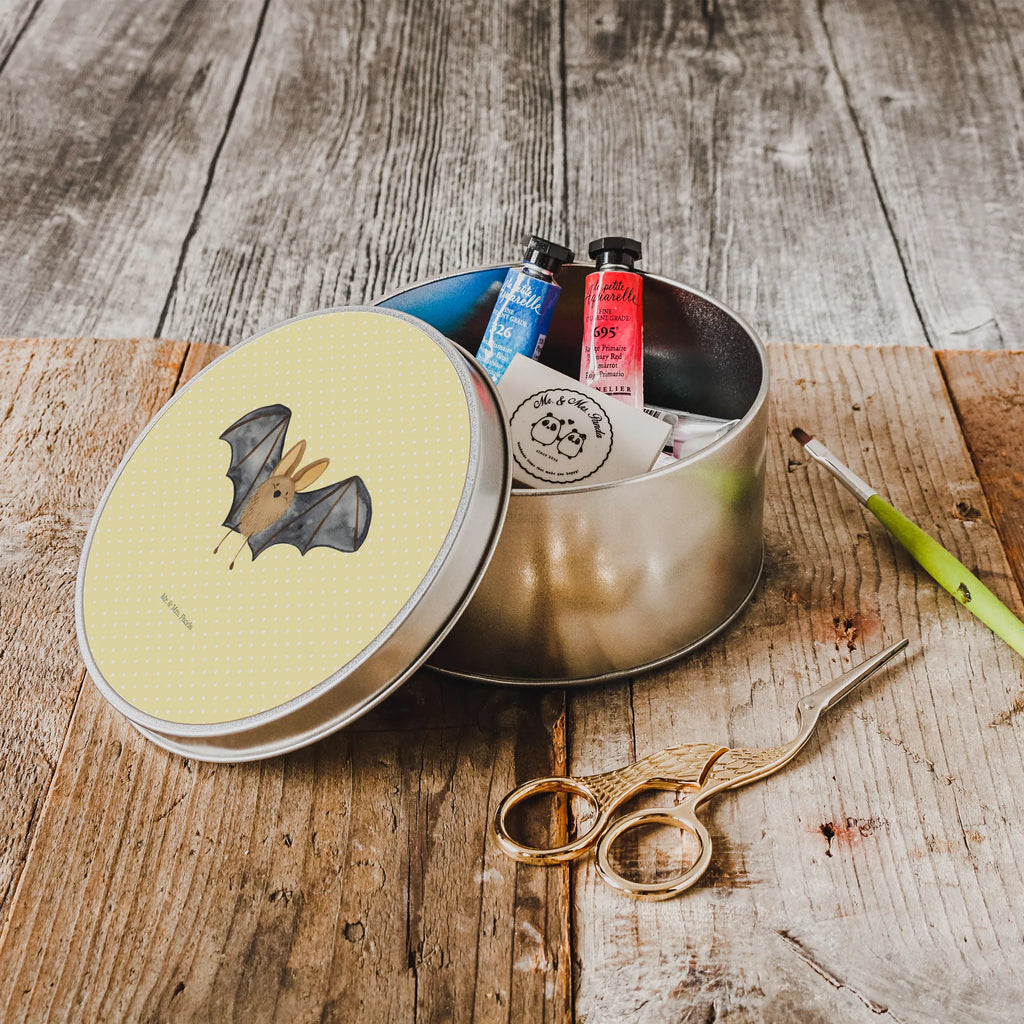 okrągła puszka z blachy nietoperz skrzydło Motywy zwierzęce, dobra energia, zabawne powiedzonka, zwierzęta