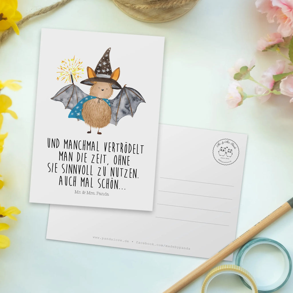 Postcard bat wizard invitation card, postcards, invitation, Postcard, gift card, letter, gift, card, paper, small animals, cute, funny, cute animal motives, hand drawn, small world, funny sayings, good mood, happy, gifts, gift ideas, special gifts, animal lover, Bats, bats, sorcerers, magicians, get in, women