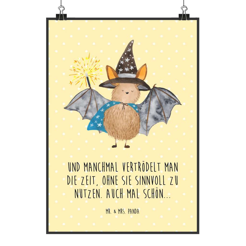 Plakat Nietoperz czarodziej Wandposter, Bild, Posterdruck, Designposter, Küchenposter, Kunstdruck, Wanddeko, Mr. & Mrs. Panda Poster, Kinderposter, Wanddeko Bild, Raumdekoration, Wanddekoration, Handgemaltes Poster, Poster, Tiermotive, Gute Laune, lustige Sprüche, Tiere, reinsteigern, Fledermäuse, Zauberer, Magier, Frauen, Fledermaus