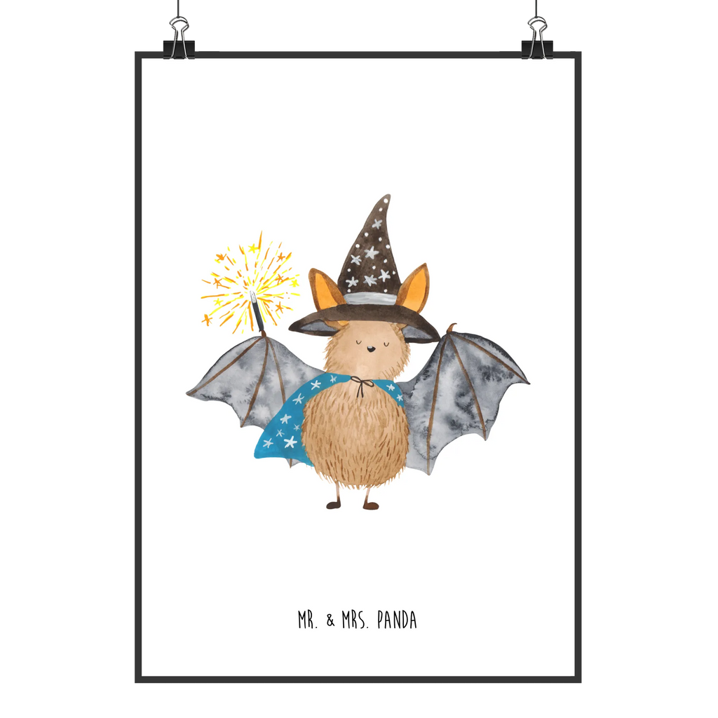 Plakat Nietoperz czarodziej Wandposter, Bild, Posterdruck, Designposter, Küchenposter, Kunstdruck, Wanddeko, Mr. & Mrs. Panda Poster, Kinderposter, Wanddeko Bild, Raumdekoration, Wanddekoration, Handgemaltes Poster, Poster, Tiermotive, Gute Laune, lustige Sprüche, Tiere, reinsteigern, Fledermäuse, Zauberer, Magier, Frauen, Fledermaus