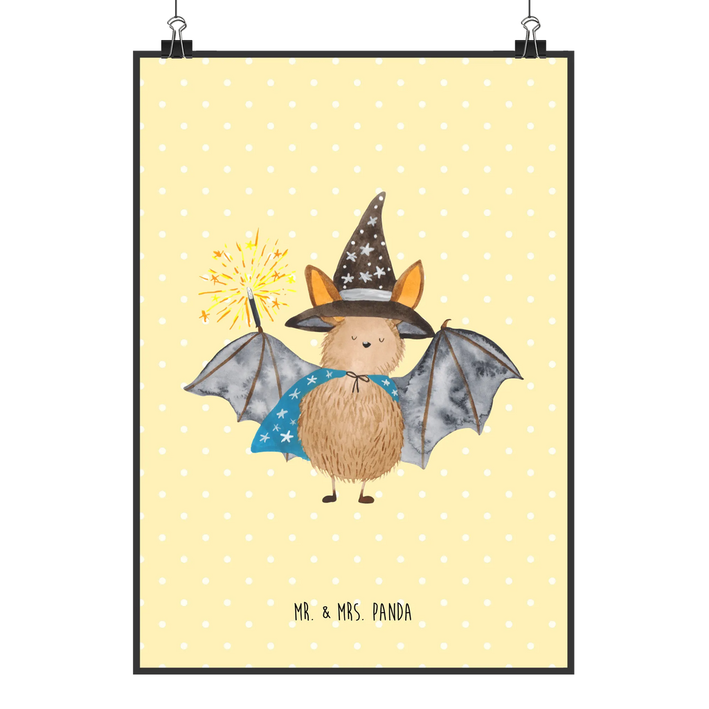 Plakat Nietoperz czarodziej Wandposter, Bild, Posterdruck, Designposter, Küchenposter, Kunstdruck, Wanddeko, Mr. & Mrs. Panda Poster, Kinderposter, Wanddeko Bild, Raumdekoration, Wanddekoration, Handgemaltes Poster, Poster, Tiermotive, Gute Laune, lustige Sprüche, Tiere, reinsteigern, Fledermäuse, Zauberer, Magier, Frauen, Fledermaus